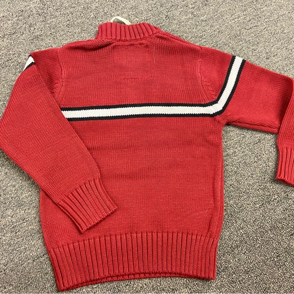 Warm Nordic Little Traveler red stripe cotton 1/4 zip sweater. New w tags. - Picture 2 of 3